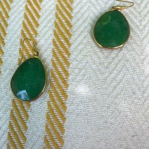Stella and Dot jade green drop earrings with gold